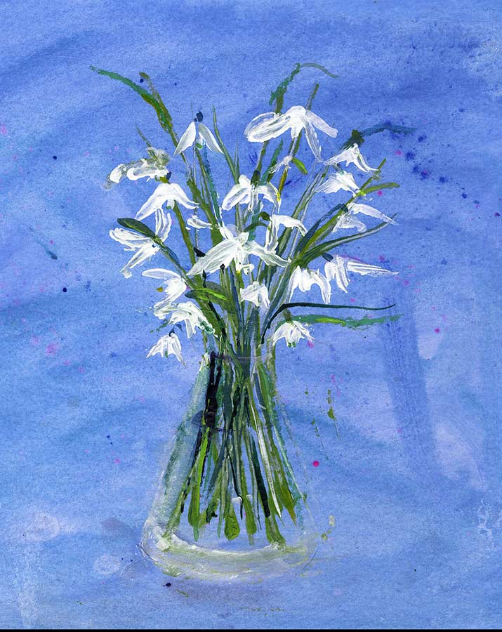 Vase of Snowdrop Flowers (5 x Greetings Cards)