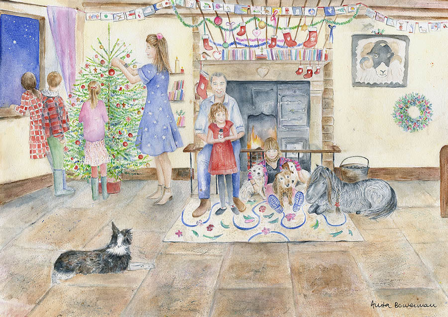 The Yorkshire Shepherdess at home for Christmas - No Helicopter (Limited Edition Giclée Print)