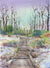 Pathway to the Doric Columns at RHS Garden Harlow Carr, January, framed original