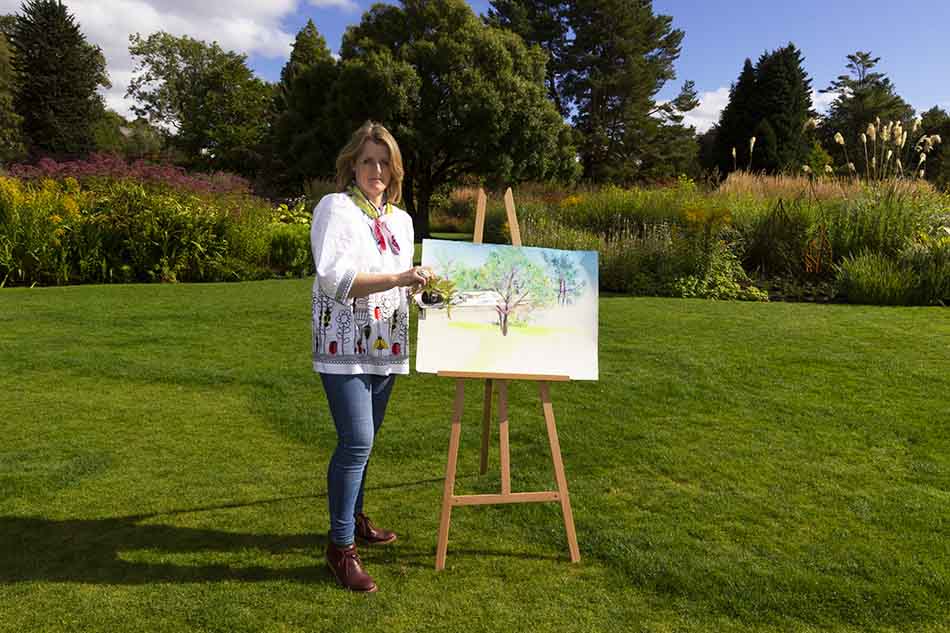 Anita Bowerman painting at RHS Garden Harlow Carr