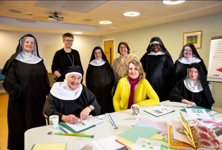 Anita Bowerman with the Nuns of Stanbrook Abbey