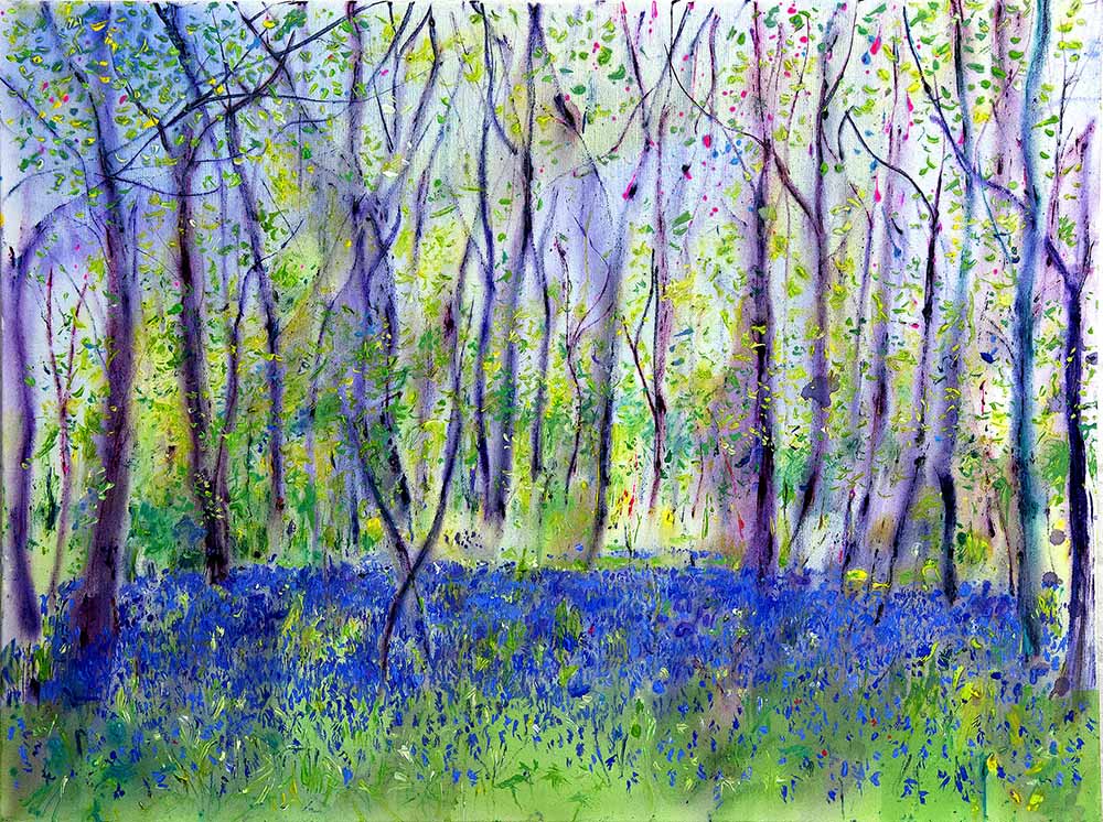 Blue Blue Bluebells painting by Anita Bowerman