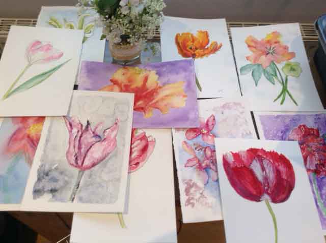 Painting flowers at Harrogate Garden and Flower School