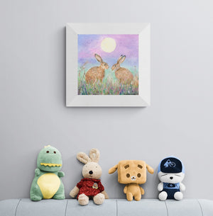 Two Hares and a Flower (original unframed)