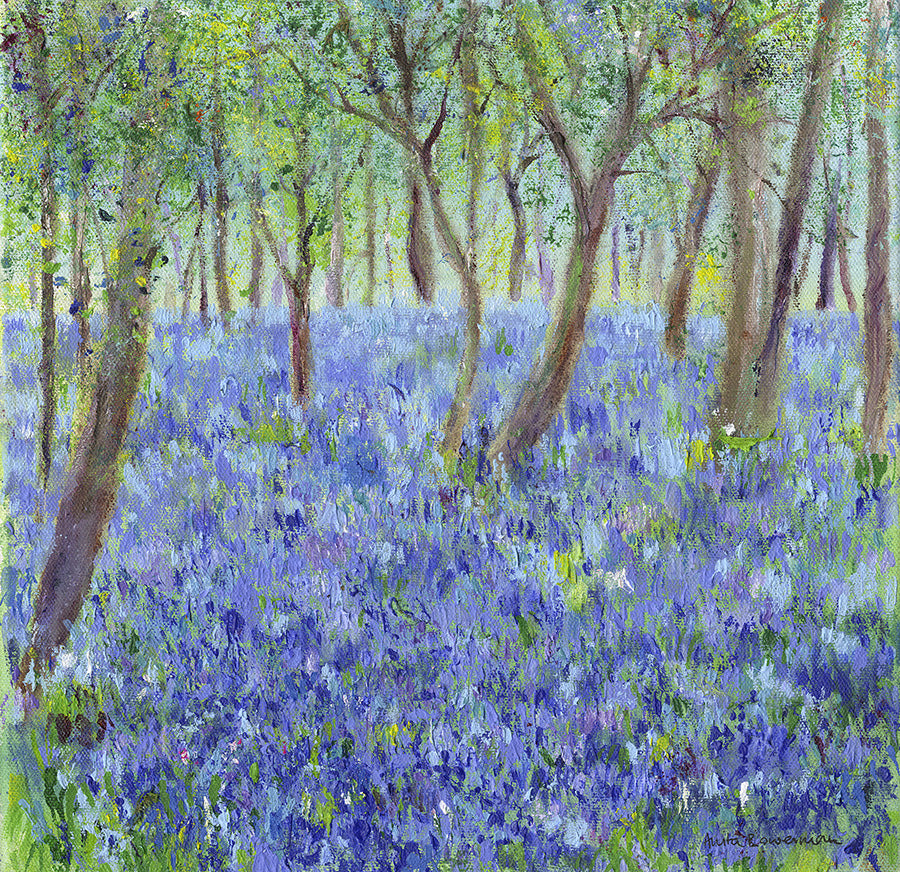 A Sea of Bluebells (Original Painting, Unframed)