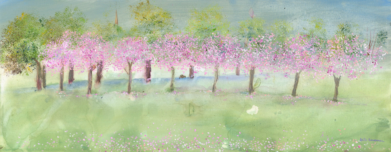 Cherry Blossom Landscape - Sakura Light (Original, canvas)