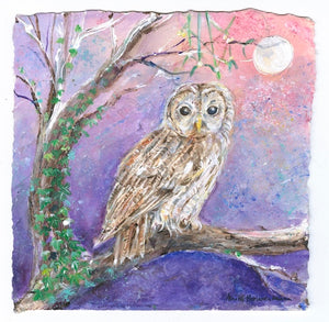 Owl in Moonlight (Original, unframed)