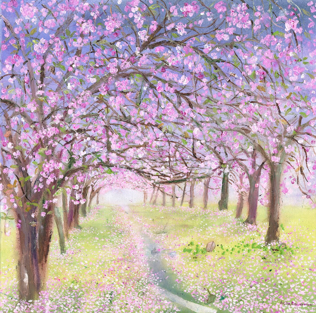 Petal Rain : Sakura Season (Original Canvas, unframed)