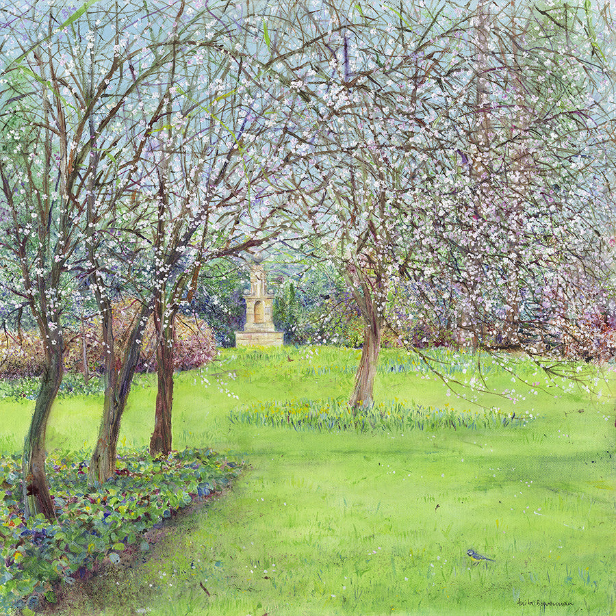 Prunus, Cherry Plum Trees at Newby Hall (Original Painting, Unframed)