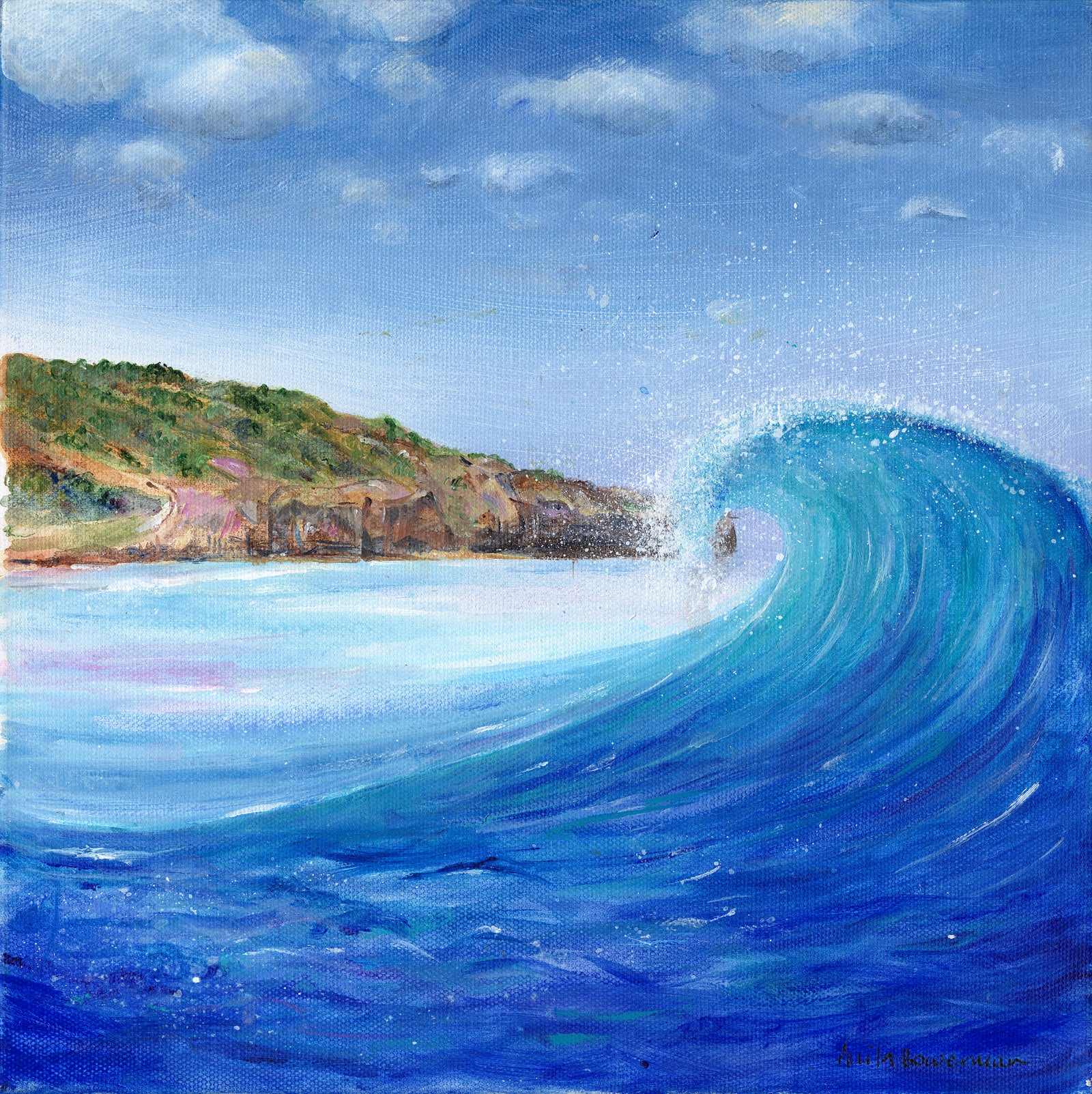 Sandsend Wave - Yorkshire Coast Seascape (Original canvas - unframed)