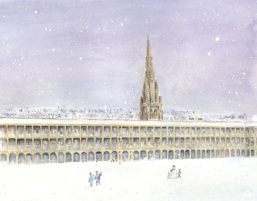 Snowy Fun and Festivity at the Piece Hall, Halifax (Limited Edition Giclée Print)