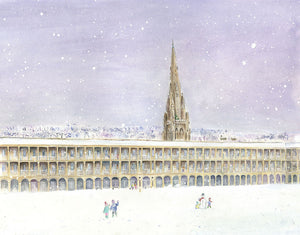 Snowy Fun and Festivity at The Piece Hall, Halifax (Original, Unframed)
