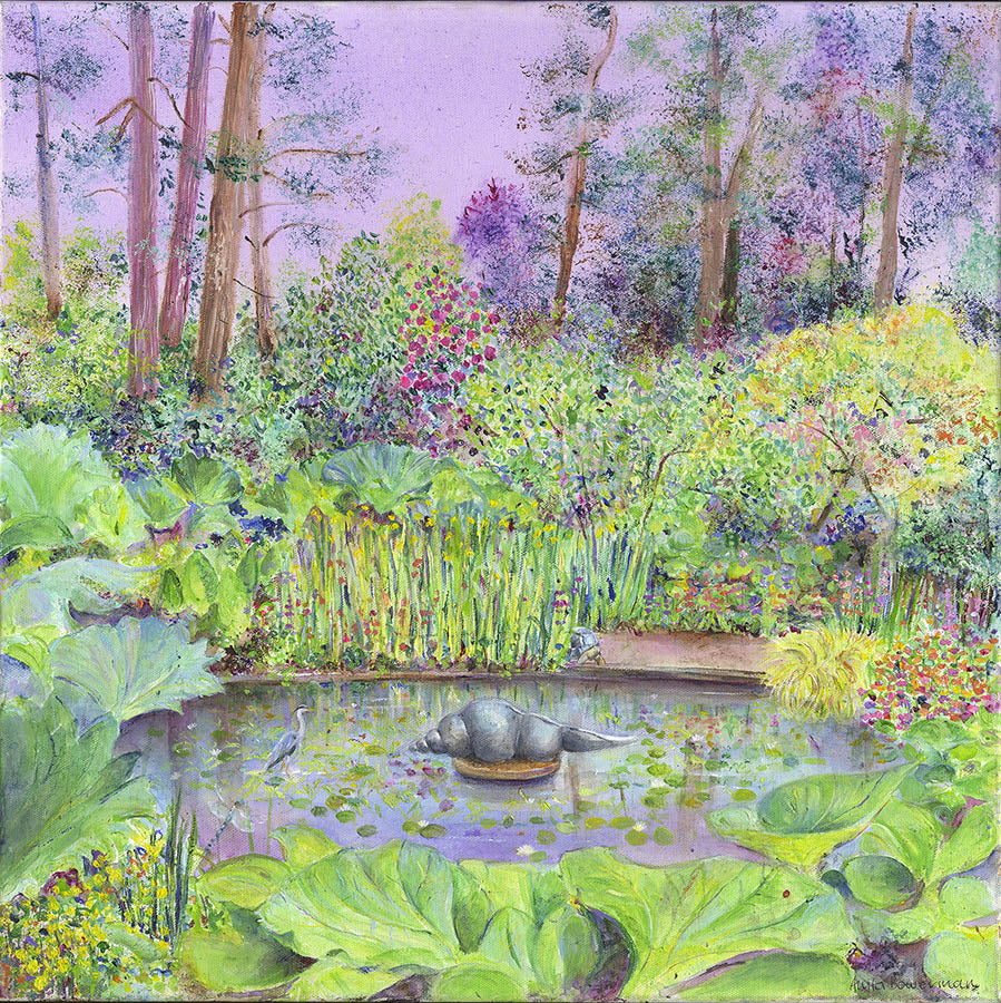 The Water Garden with a Heron (Limited Edition Canvas and Giclée Print)