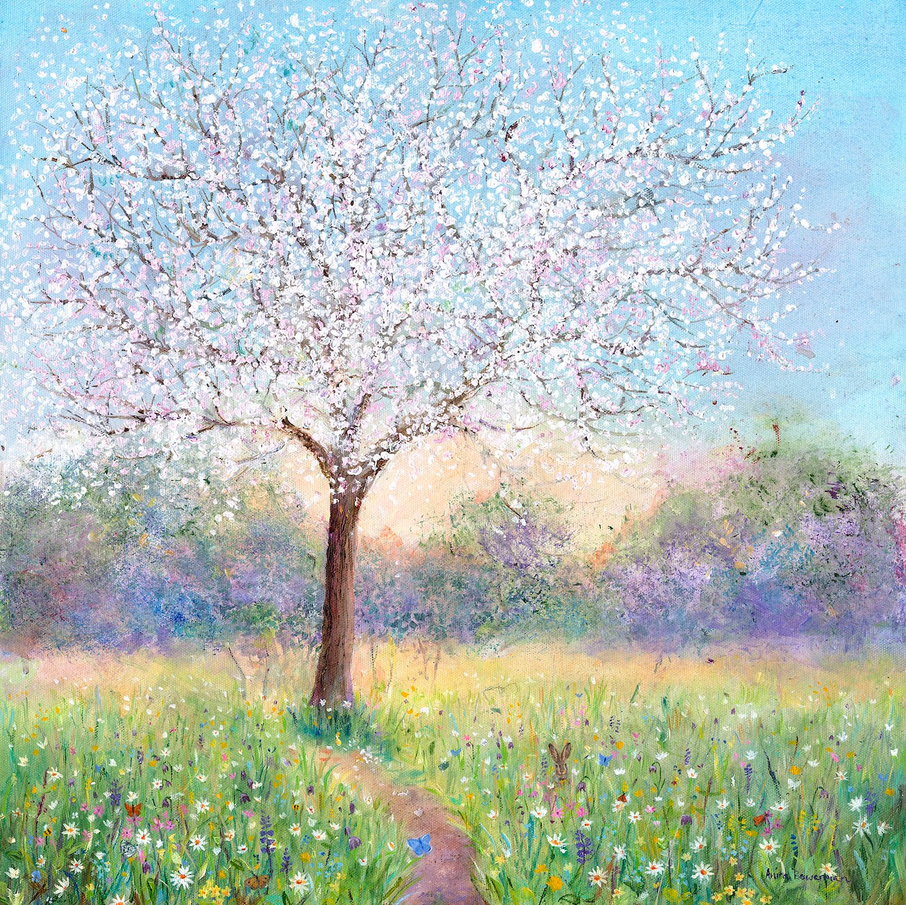 White Blossom Meadow (original, unframed canvas)