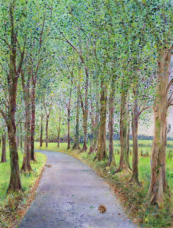 Avenue of Summer Trees (Original Painting, Framed)