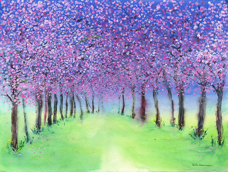 Cherry Blossom Flower Walk (Open Edition Giclée Print)