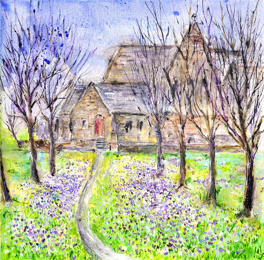 Crocus Impressionist Church (Limited Edition Canvas Print)