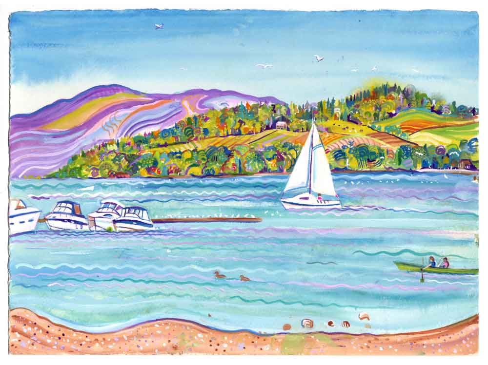 I saw a yacht sail by, unframed original painting
