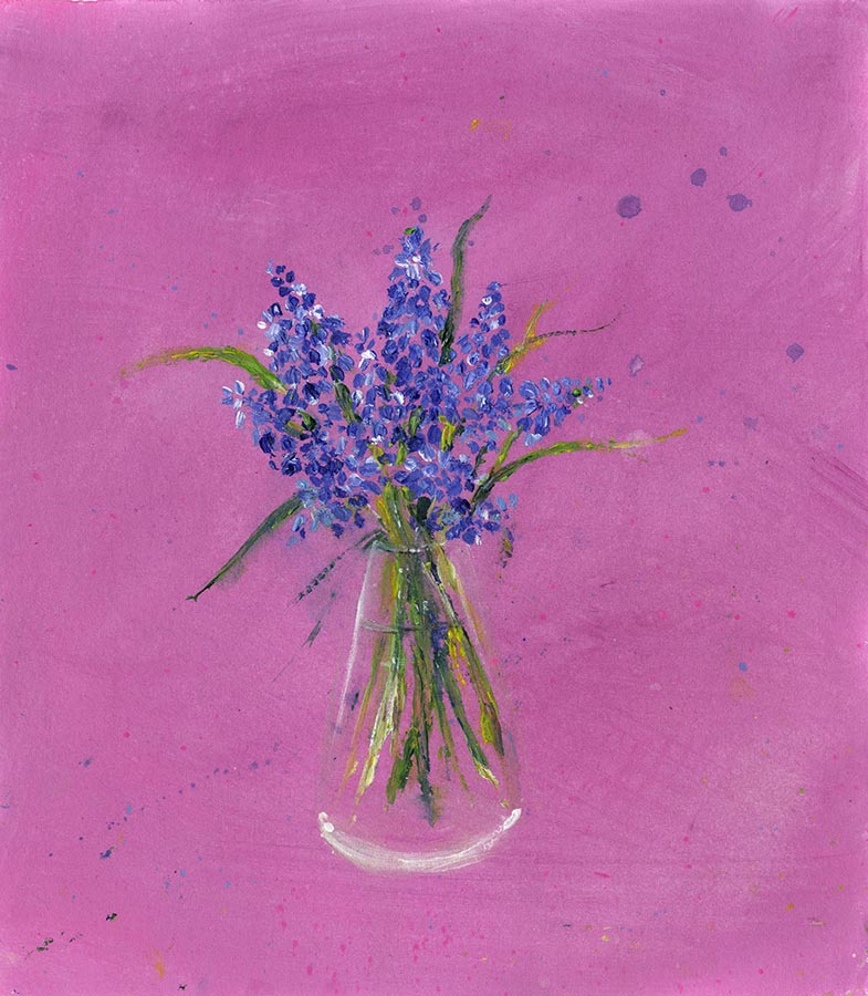 Blue Muscari Flower Vase (Open Edition Giclée Print)