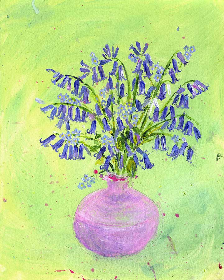 Bluebells and Forget-me-not Flowers (Open Edition Giclée Print)