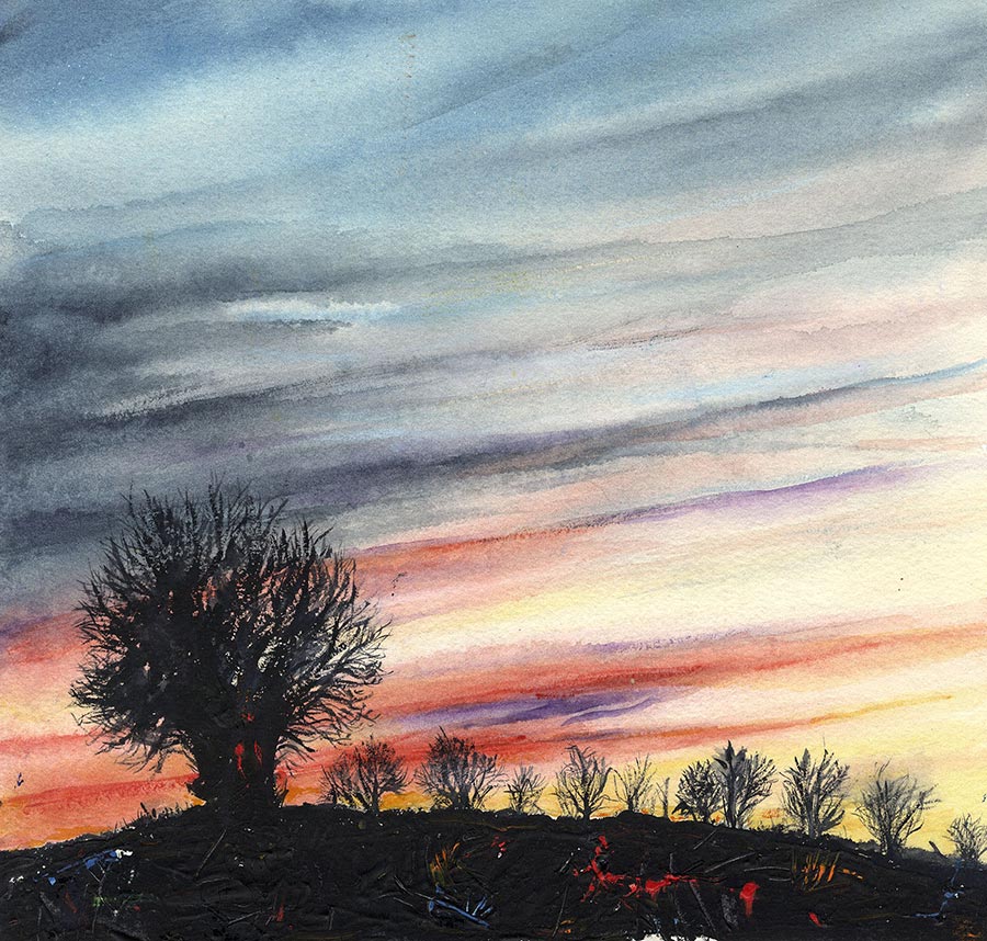 Silhouette of Trees Against a Sunset (Limited Edition Giclée Print)