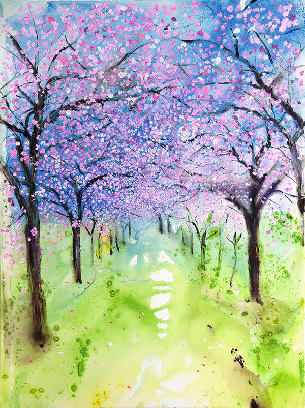 Spring Cherry Blossom Archway in Harrogate - Anita Bowerman Artist