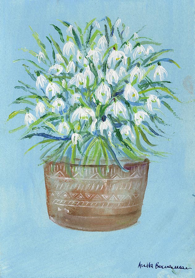 Snowdrop Flowers Flurry (Original Painting, Unframed)