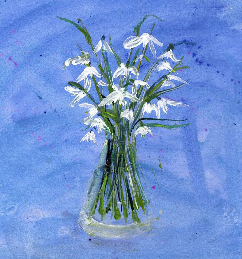 Vase of Snowdrop Flowers