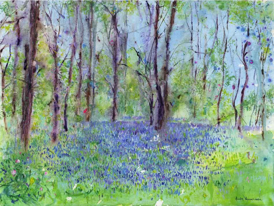 A Carpet of Bluebells, unframed original painting