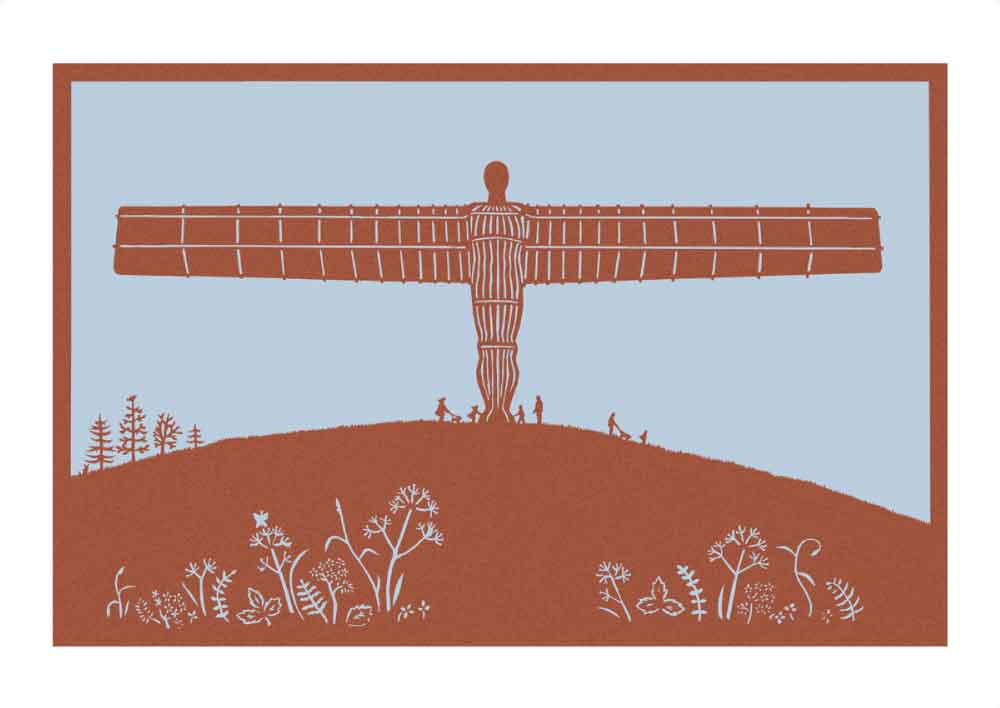 Angel of the North paper cut in rust, unframed Giclée limited edition print