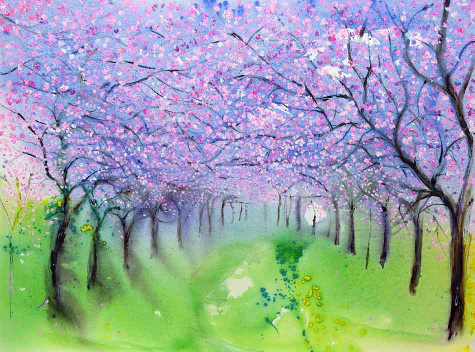 Blue Sky and Cherry Blossoms, unframed giclée limited edition print