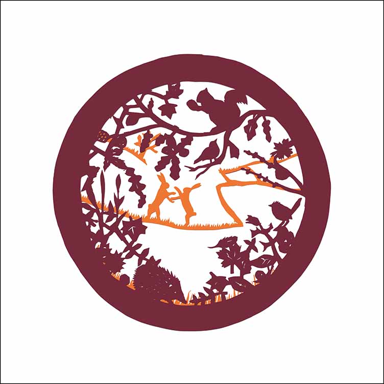 Boxing Hares, unframed mounted Giclée limited edition print