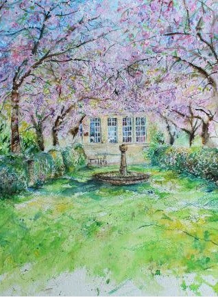 Cherry Blossom Archway at Hazlewood Castle, unframed Giclée limited edition print
