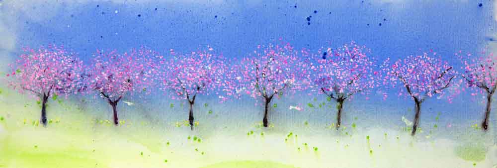 Cherry Tree Promenade, unframed original painting