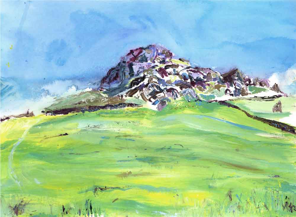 Contemporary Almscliffe Crag, unframed original painting