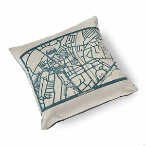 Enjoy Harrogate Velvet Cushion 46 x 46cm pale grey with navy print 