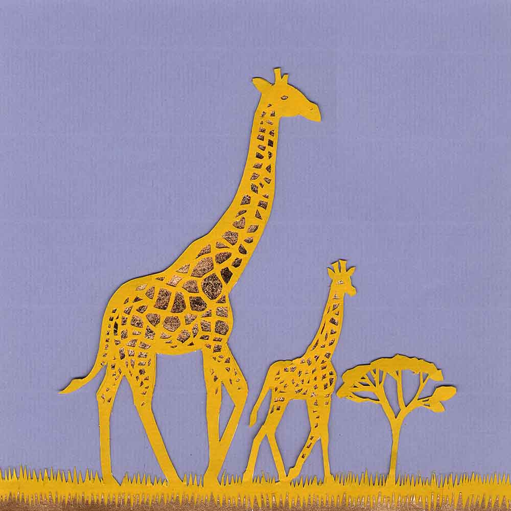 Giraffe with Calf, unframed original paper cut