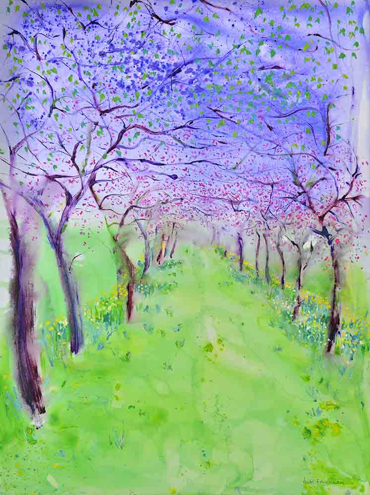 Host of Golden Daffodils and Cherry Blossom, unframed original painting