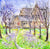 Impressionist Crocuses and Church in Spring, unframed painting