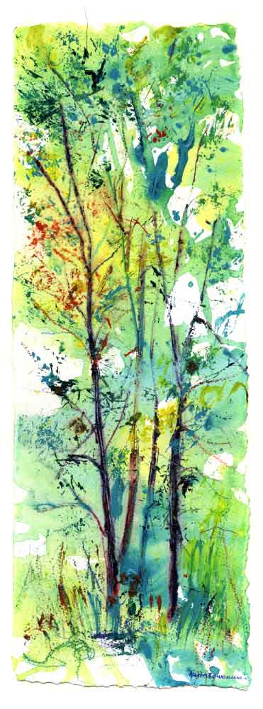 Lemon and Green Tree Study, unframed original painting