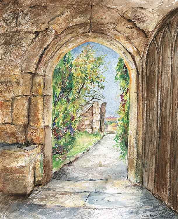 Looking Through the Gate at Hazlewood Castle, unframed Giclée limited edition print