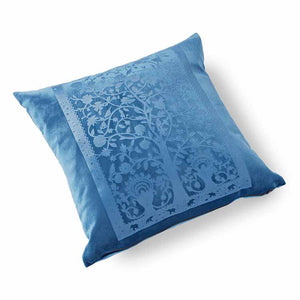 Paradise Velvet Cushion 46 x 46cm blue with blue print