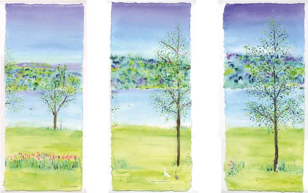 Peace and Tranquillity, unframed triptych original painting