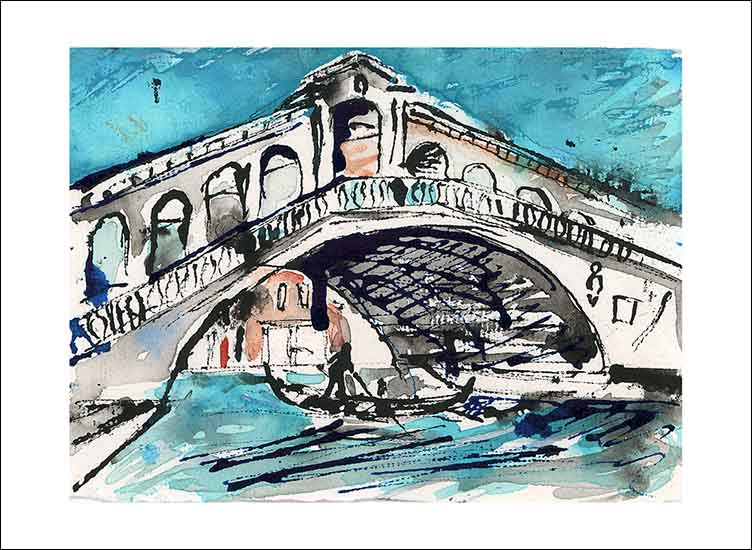 Rialto bridge Ponte di Rialto with gondola Venice Italy Sketch  illustation Stock Photo  Alamy