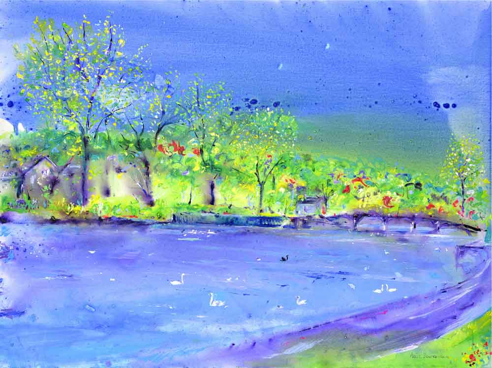 River Wharfe, unframed original painting