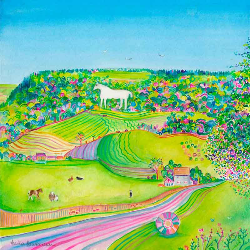 Summer Days at the Kilburn White Horse greetings card