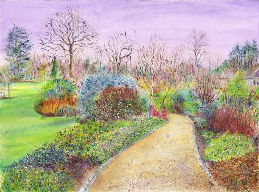 The Winter Walk at RHS Garden Harlow Carr, December, framed original