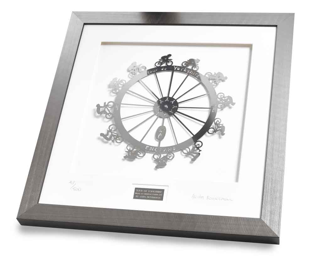 Tour de Yorkshire, framed limited edition stainless steel artwork