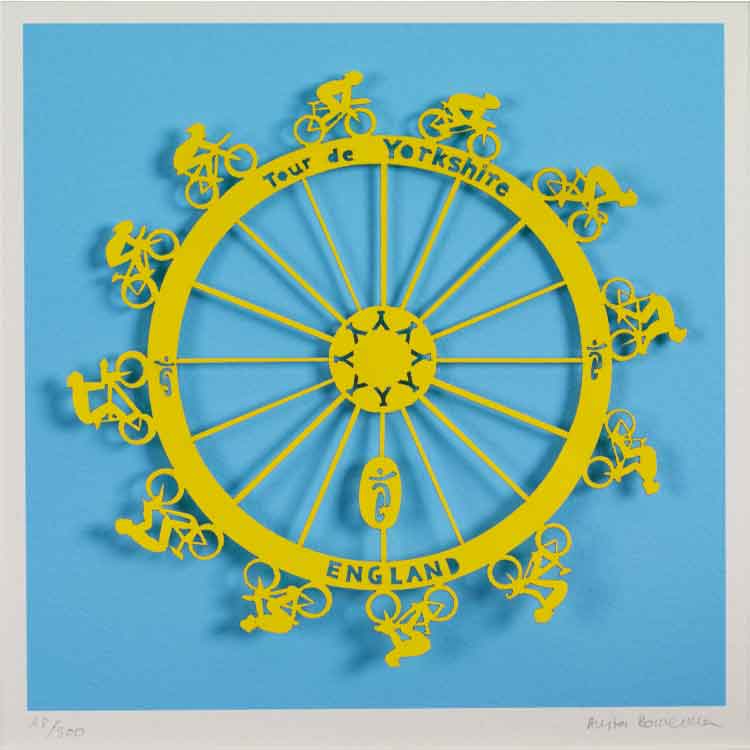 Tour de Yorkshire, unframed limited edition laser paper cut