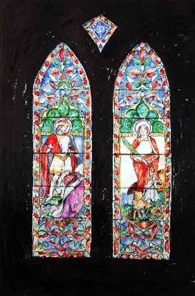 Vavasour Stained Glass Window in St Leonard's Chapel at Hazlewood Castle, unframed Giclée limited edition print